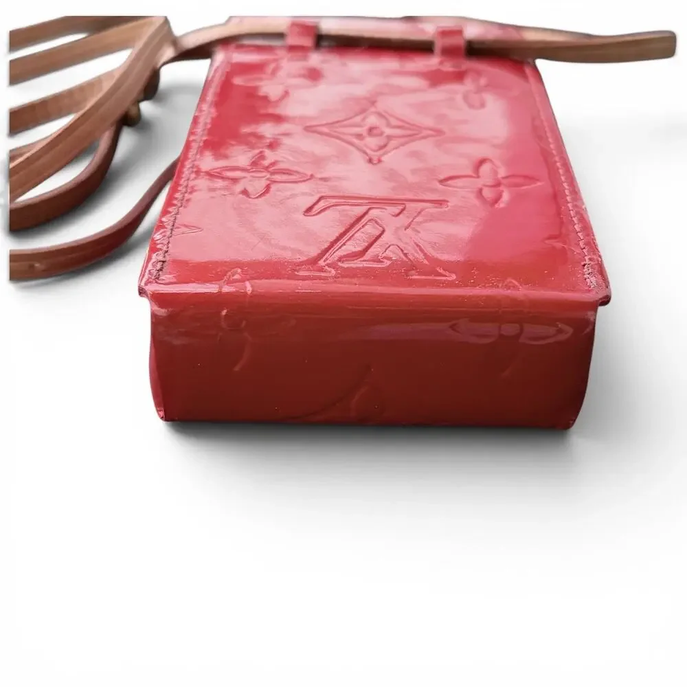 Louis Vuitton Vernis Red Patent Leather Compact Case w/Strap & Dust Bag